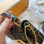 FENDI Baguette Mini Brown FF Jacquard Fabric Bag 20*13CM