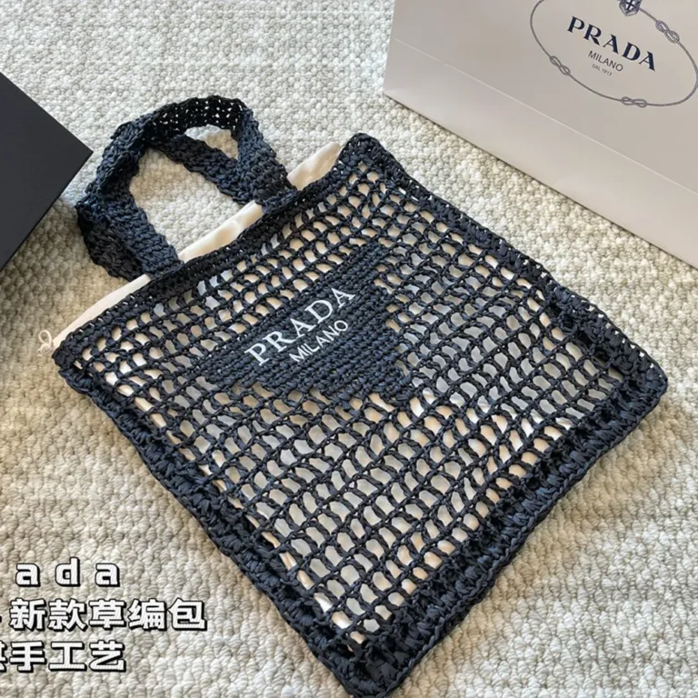 PRADA Crochet Tote Bag 34*36CM - Image 3